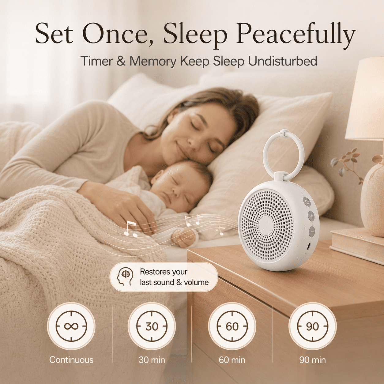 Radsen Portable Sound Machine, White Noise Machine for Baby Adults, 29 Soothing Sounds for Sleep, Child Lock & 60Hrs Playtime, 30 Volume Control– for Home, Office Privacy, Meditation, Registry Gift