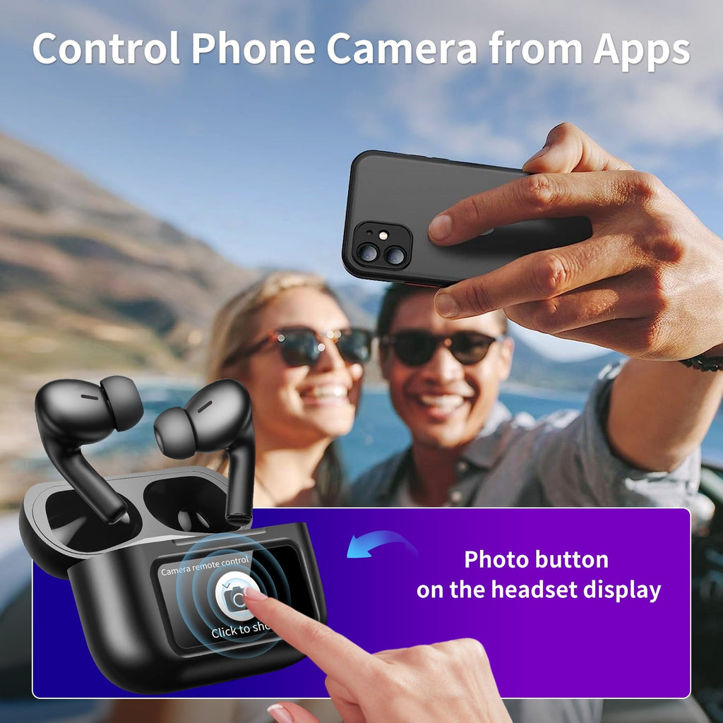 STA Wireless Earbuds, Bluetooth 5.4 Ear Buds with Multifunctional Touch Screen, ANC/ENC Noise Cancelling Headphones with 70H Playtime, Bass Stereo Sound, for Laptop, Android/iOS, Pad
