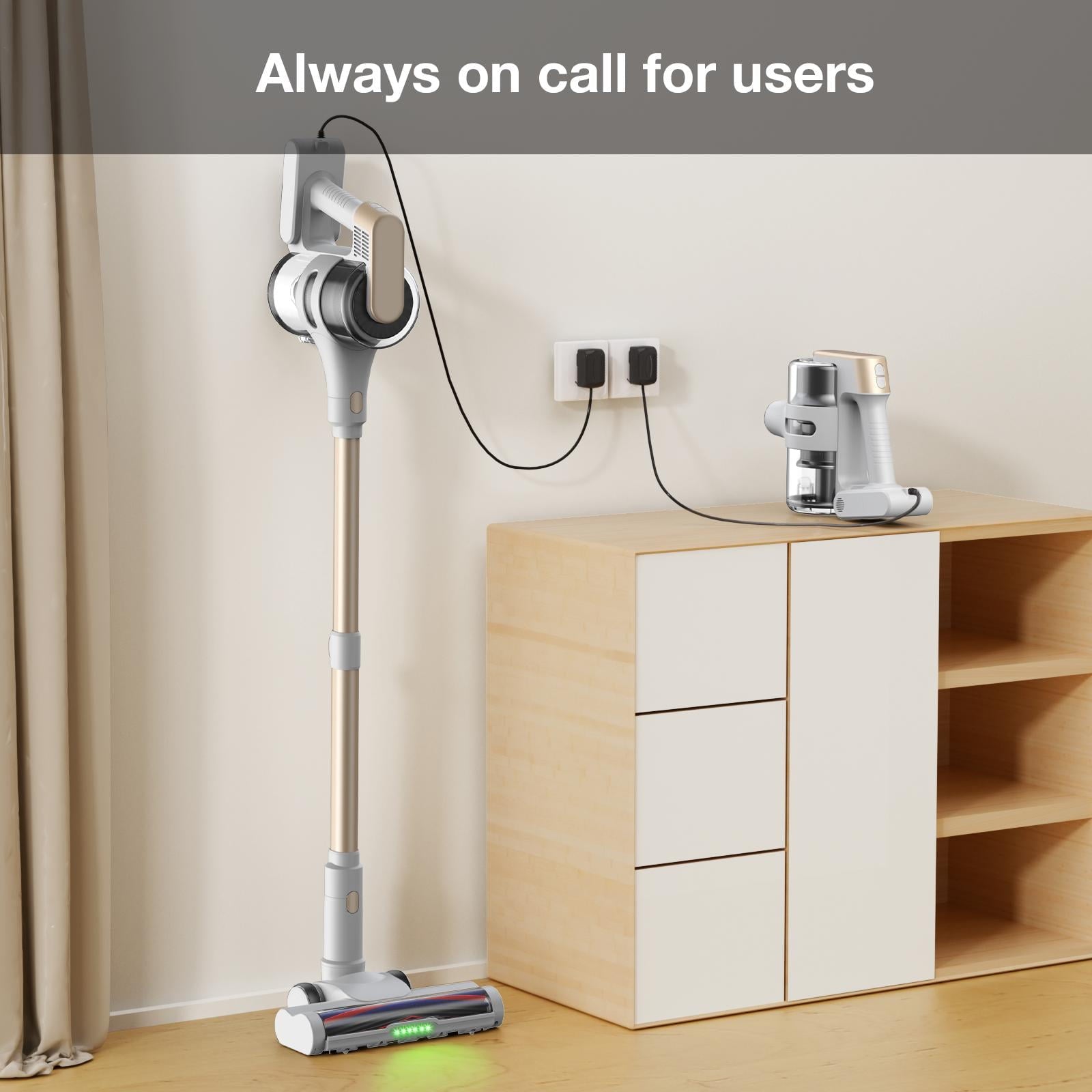 MOOSOO Cordless Vacuum Cleaner, 4-in-1 Lightweight Stick Vacuum 60 Mins Runtime for Pet Hair, Hard Floor & Carpet, White